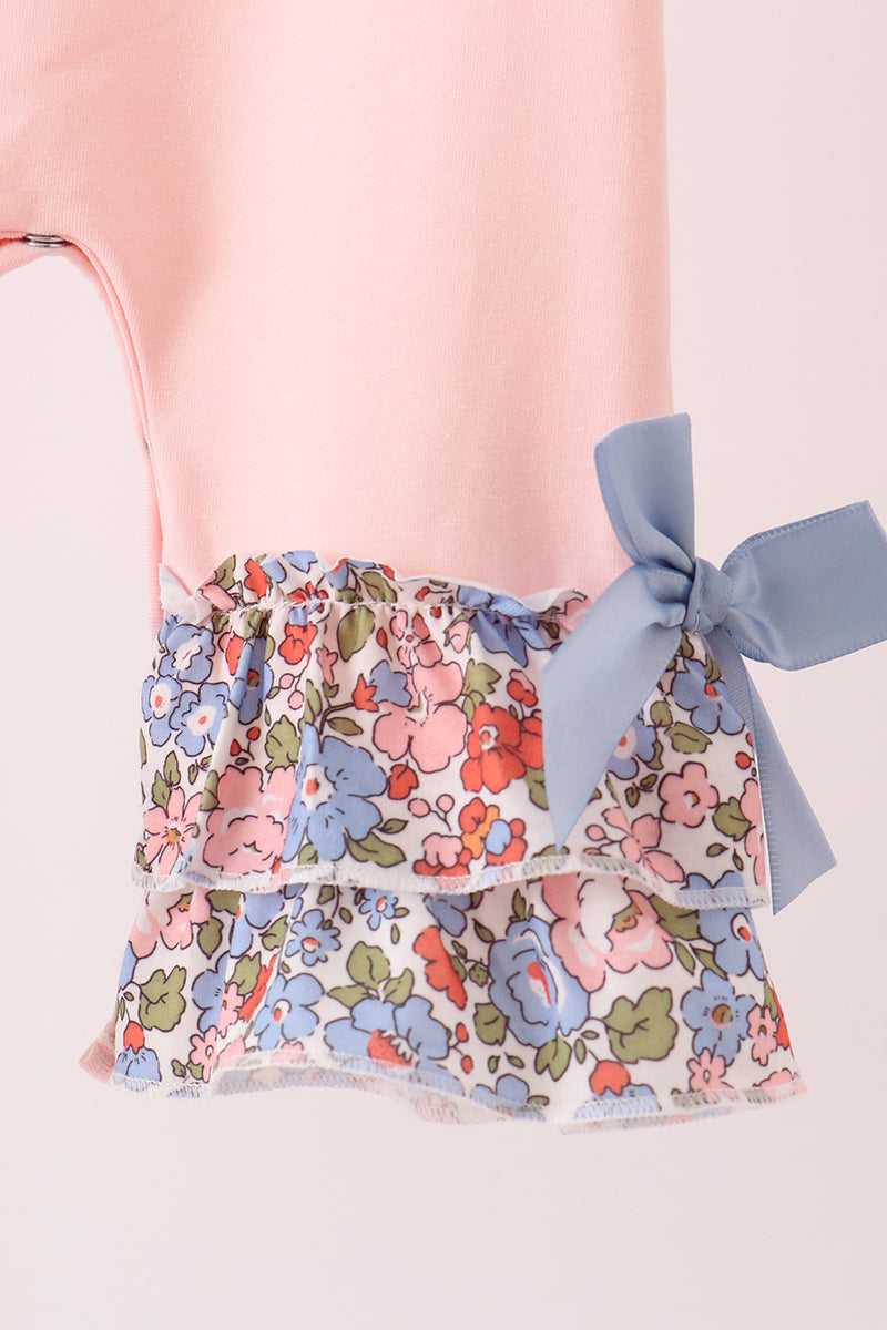 Pink Chicken Applique Ruffle Romper