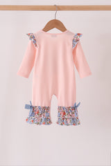 Pink Chicken Applique Ruffle Romper