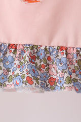 Pink Chicken Applique Ruffle Pants Set