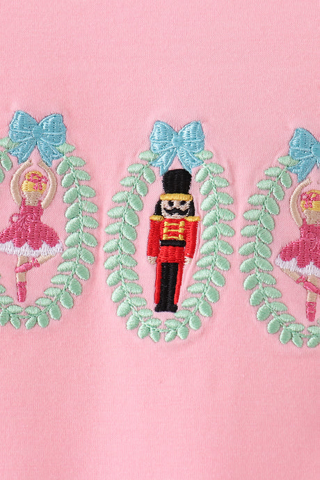 Pink Nutcracker Embroidery Ruffle Romper