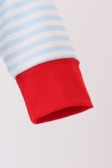 Blue Stripe Nutcracker Embroidery Romper