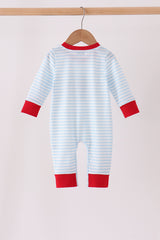 Blue Stripe Nutcracker Embroidery Romper