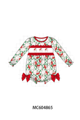 Red Santa Embroidery Ruffle Bubble