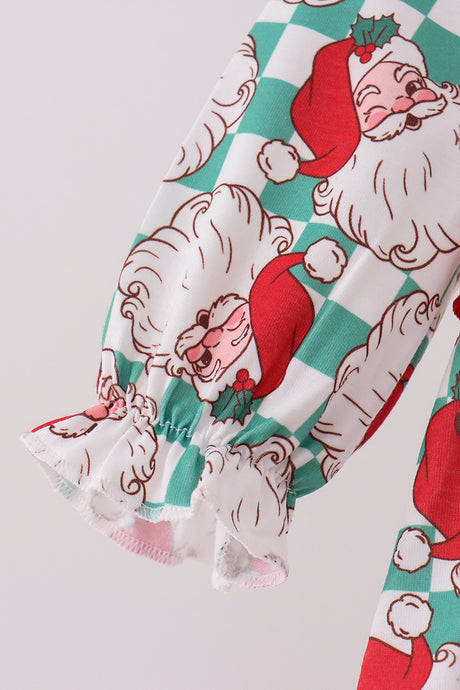 Red Santa Embroidery Ruffle Bubble