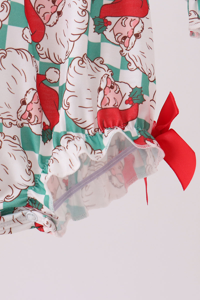 Red Santa Embroidery Ruffle Bubble