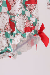 Red Santa Embroidery Ruffle Bubble