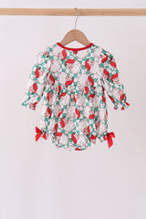 Red Santa Embroidery Ruffle Bubble