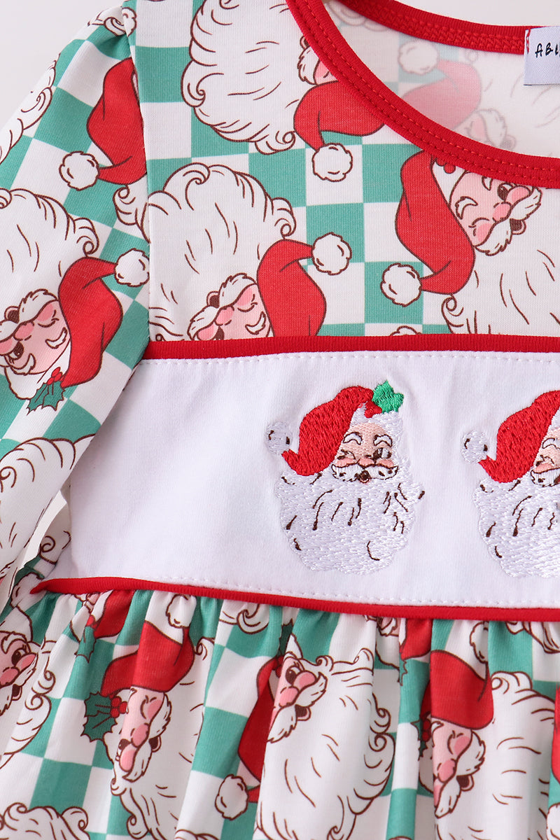 Red Santa Embroidery Ruffle Pants Set