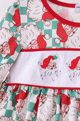 Red Santa Embroidery Ruffle Pants Set