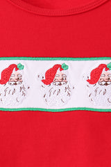 Red Santa Embroidery Ruffle Skorts Set