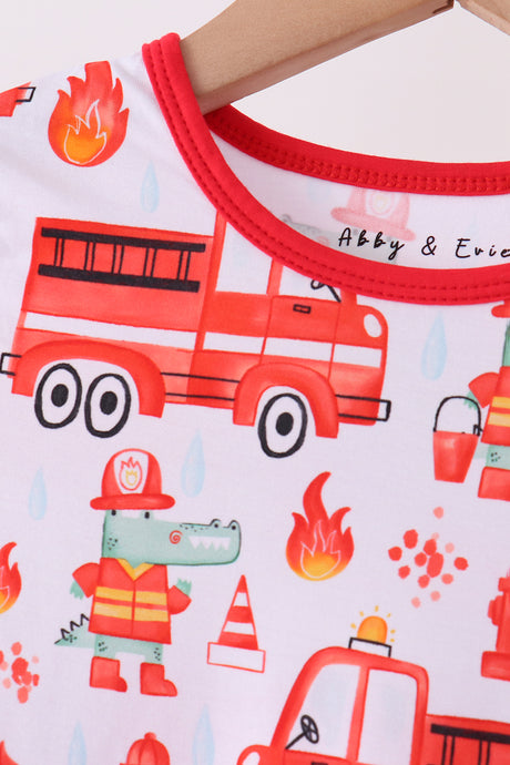 Red Fire Engine Bamboo Pajama Set