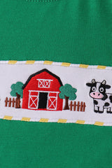 Green Farm Cow Embroidery Top