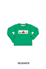 Green Farm Cow Embroidery Top