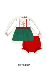 Green Gingerbread Smocked Bloomer Set