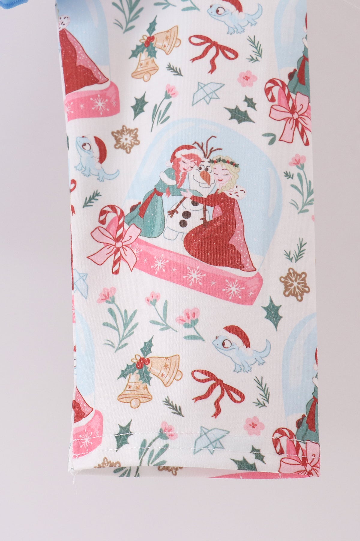 Blue frozen embroidery ruffle pants set