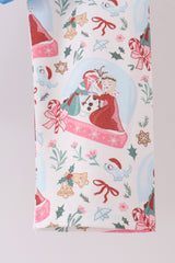 Blue frozen embroidery ruffle pants set