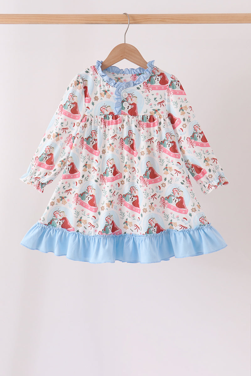 Blue frozen ruffle dress