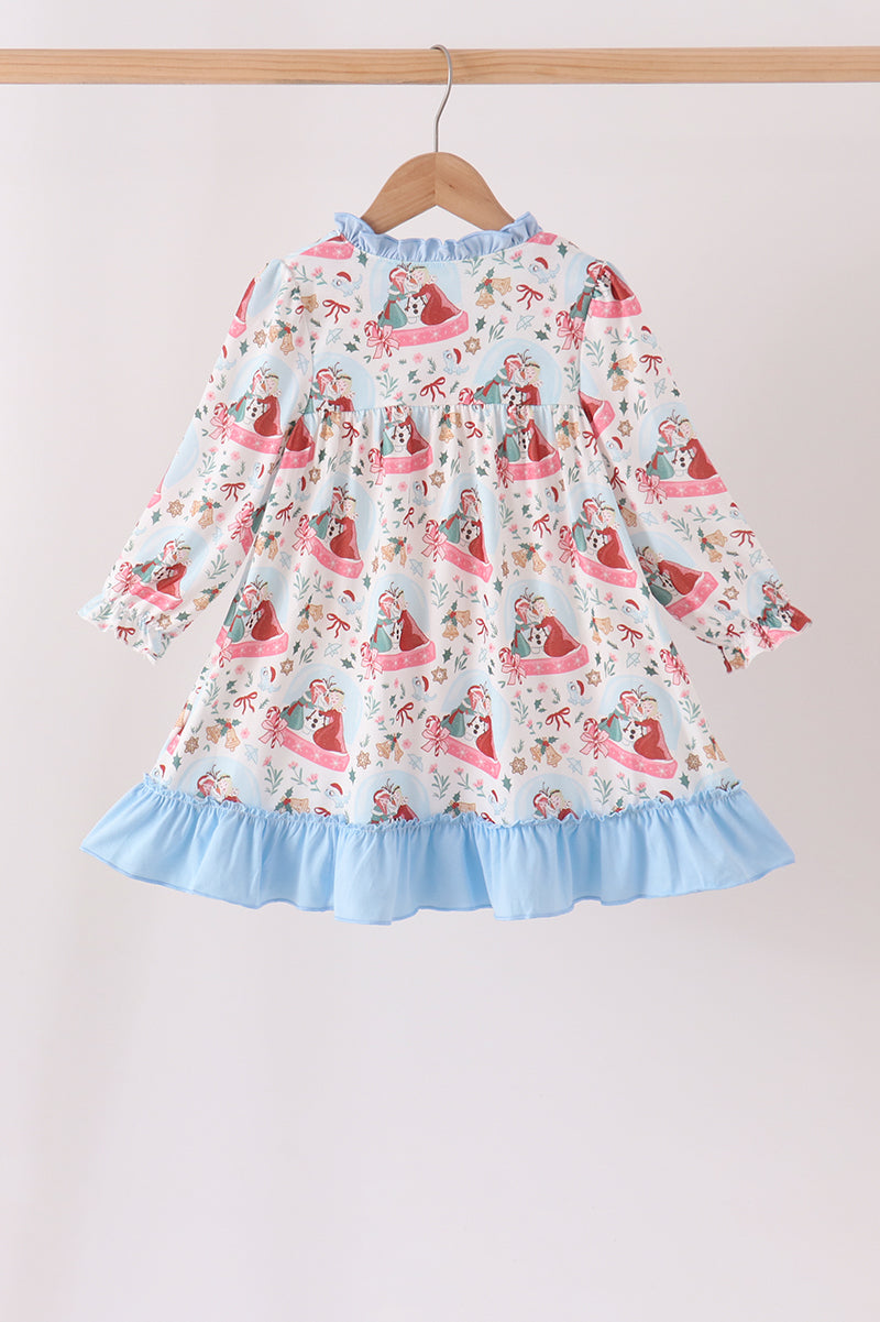 Blue frozen ruffle dress