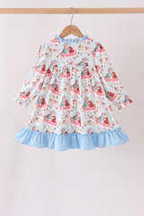Blue frozen ruffle dress