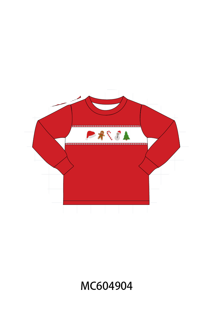 Red Holly Jolly Embroidery Top