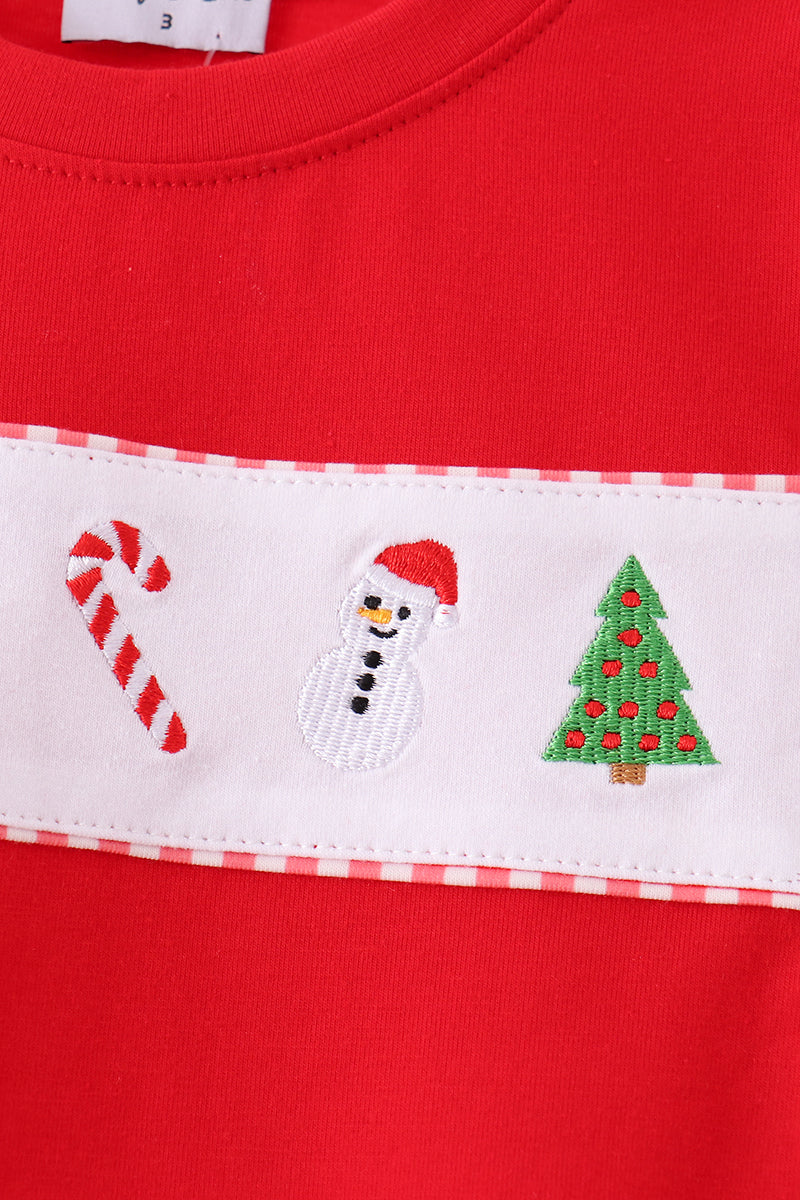 Red Holly Jolly Embroidery Top
