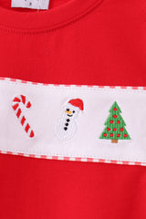Red Holly Jolly Embroidery Top