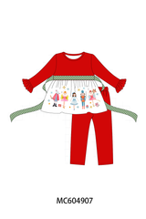 Red Nutcracker Ruffle Pants Set