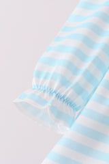 Blue Stripe Holly Jolly Ruffle Bloomer Set