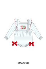 Blue Stripe Holly Jolly Ruffle Bubble