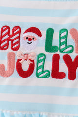 Blue Stripe Holly Jolly Ruffle Dress