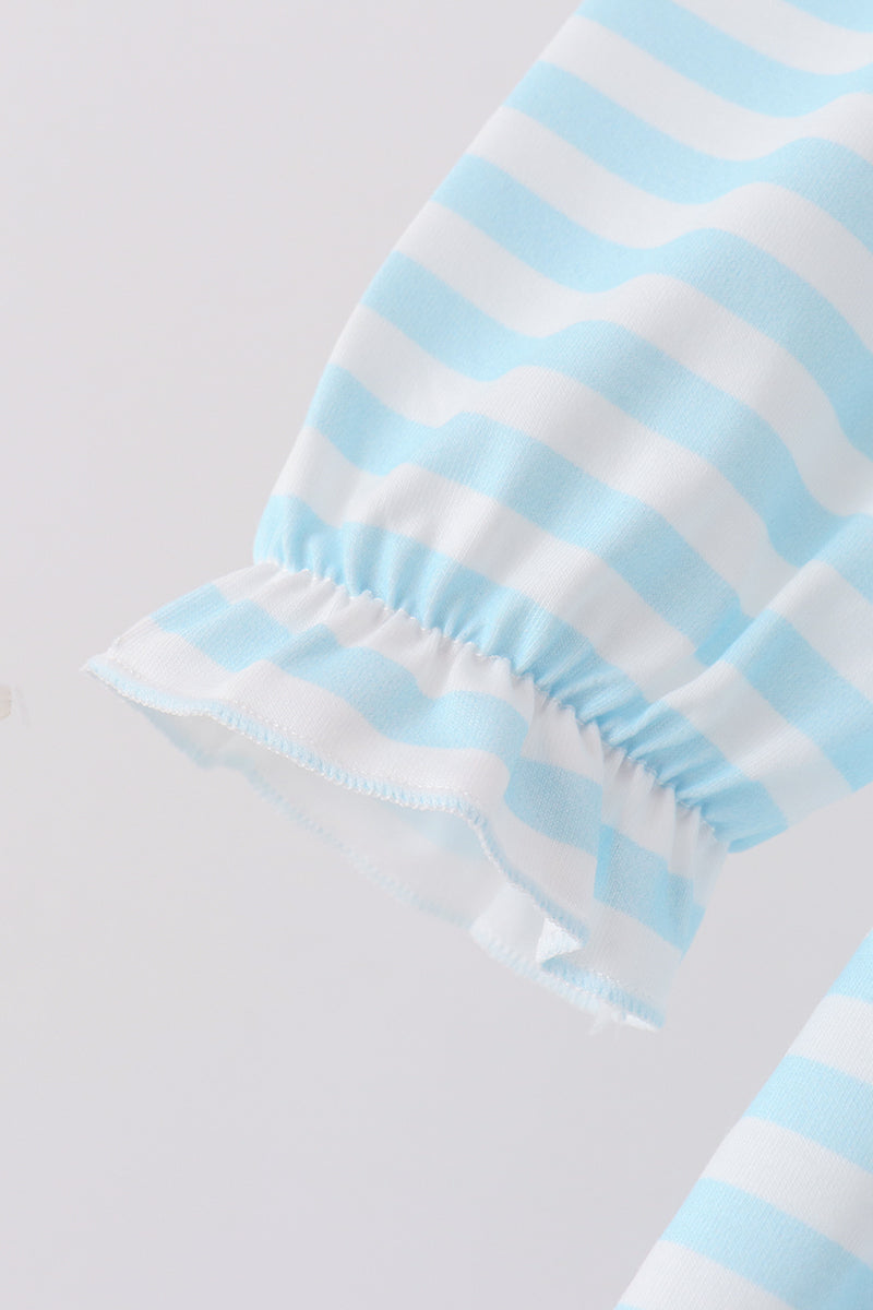 Blue Stripe Holly Jolly Ruffle Dress