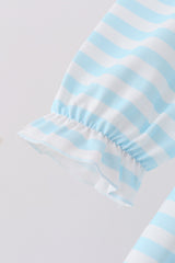 Blue Stripe Holly Jolly Ruffle Dress