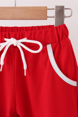 Blue Stripe Holly Jolly Embroidery Pants Set