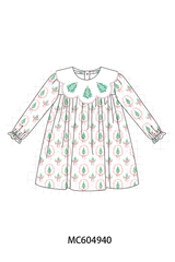 Pink Christmas Tree Embroidery Dress