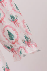 Pink Christmas Tree Embroidery Dress