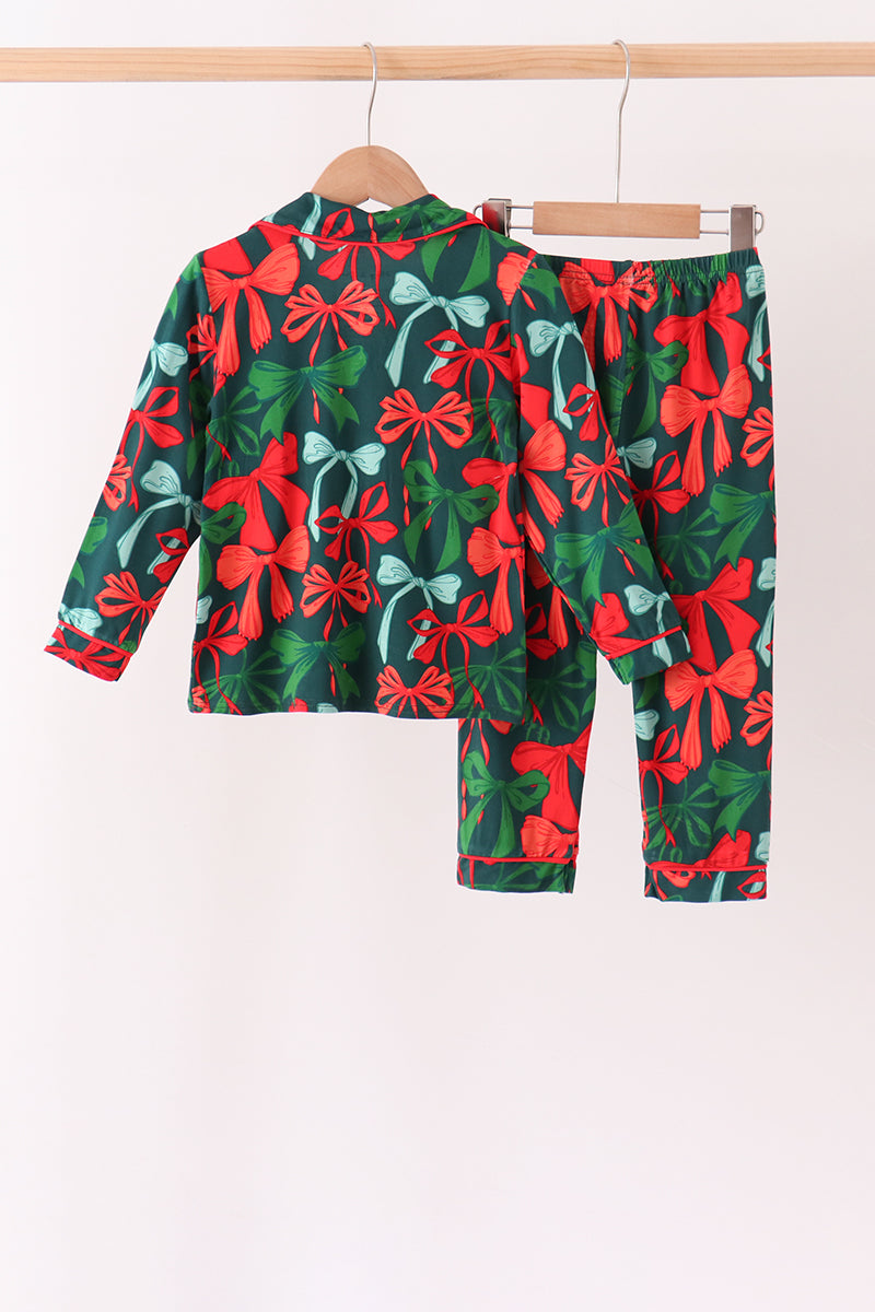 Forest Bow Zip Bamboo Mom&me Pajama set