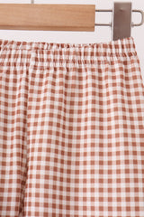 Brown Turkey Applique Gingham Pants Set
