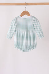 Sage Turkey Embroidery Ruffle Gingham Bubble
