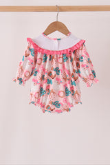 Pink Cowboy Santa Embroidery Ruffle Bubble