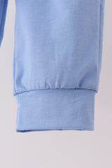 Blue Cowboy Santa Embroidery Pants Set