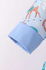Blue Cowboy Santa Embroidery Pants Set