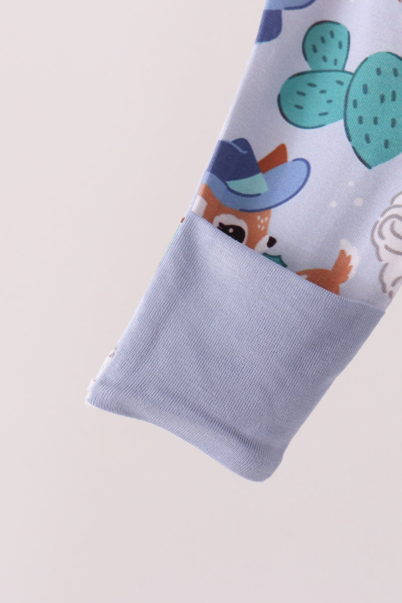 Blue Cowboy Bamboo Romper