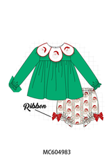 Green Santa Embroidery Bloomer Set