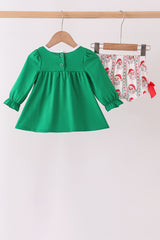 Green Santa Embroidery Bloomer Set