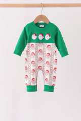 Green Santa Embroidery Romper