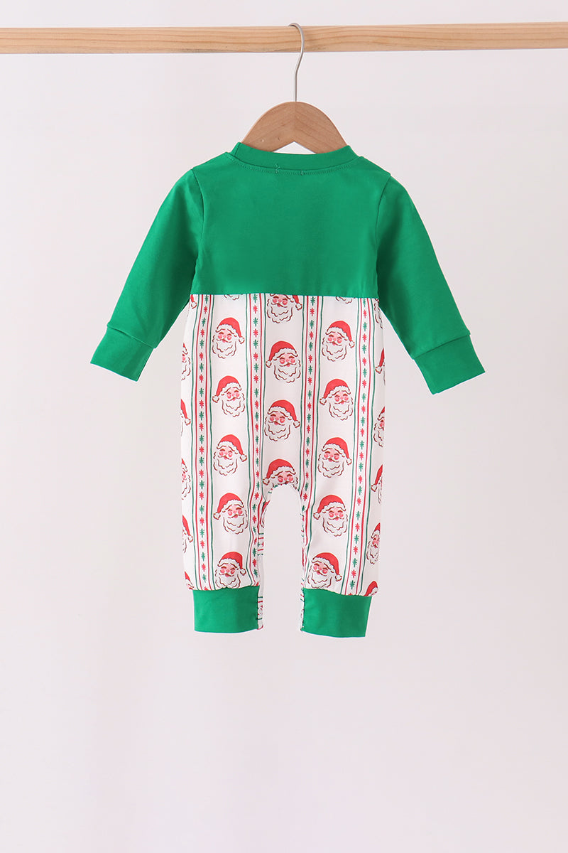 Green Santa Embroidery Romper