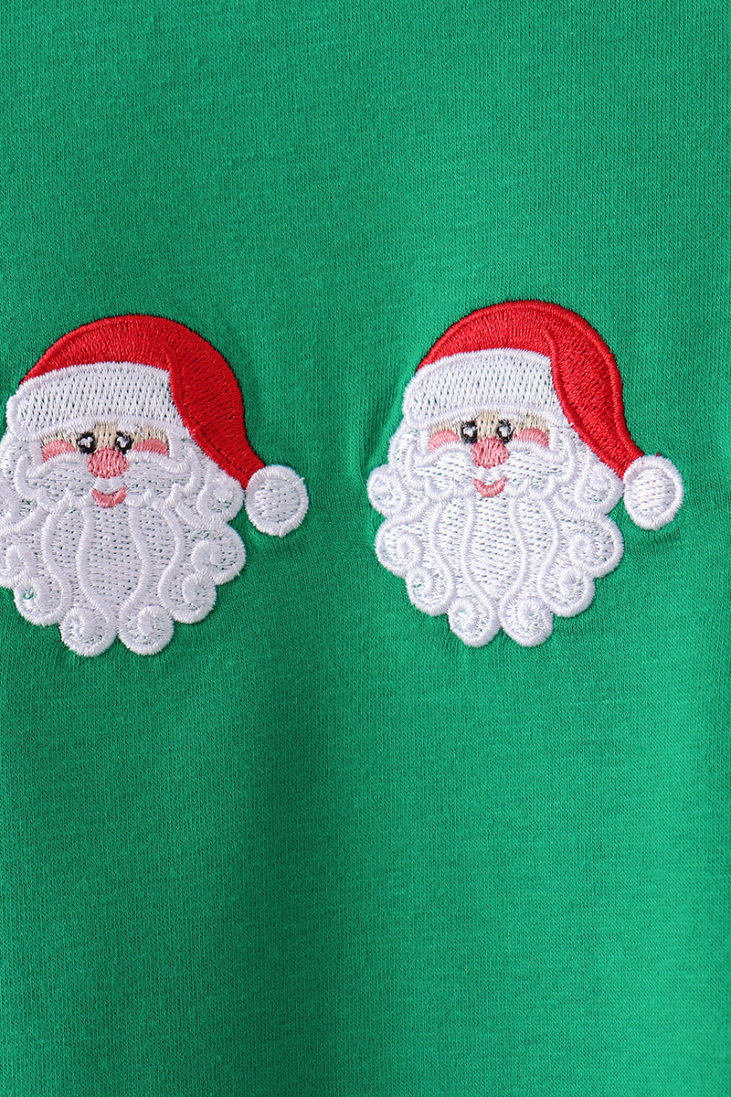 Green Santa Embroidery Pants Set