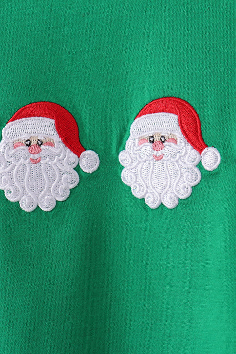 Green Santa Embroidery Pants Set