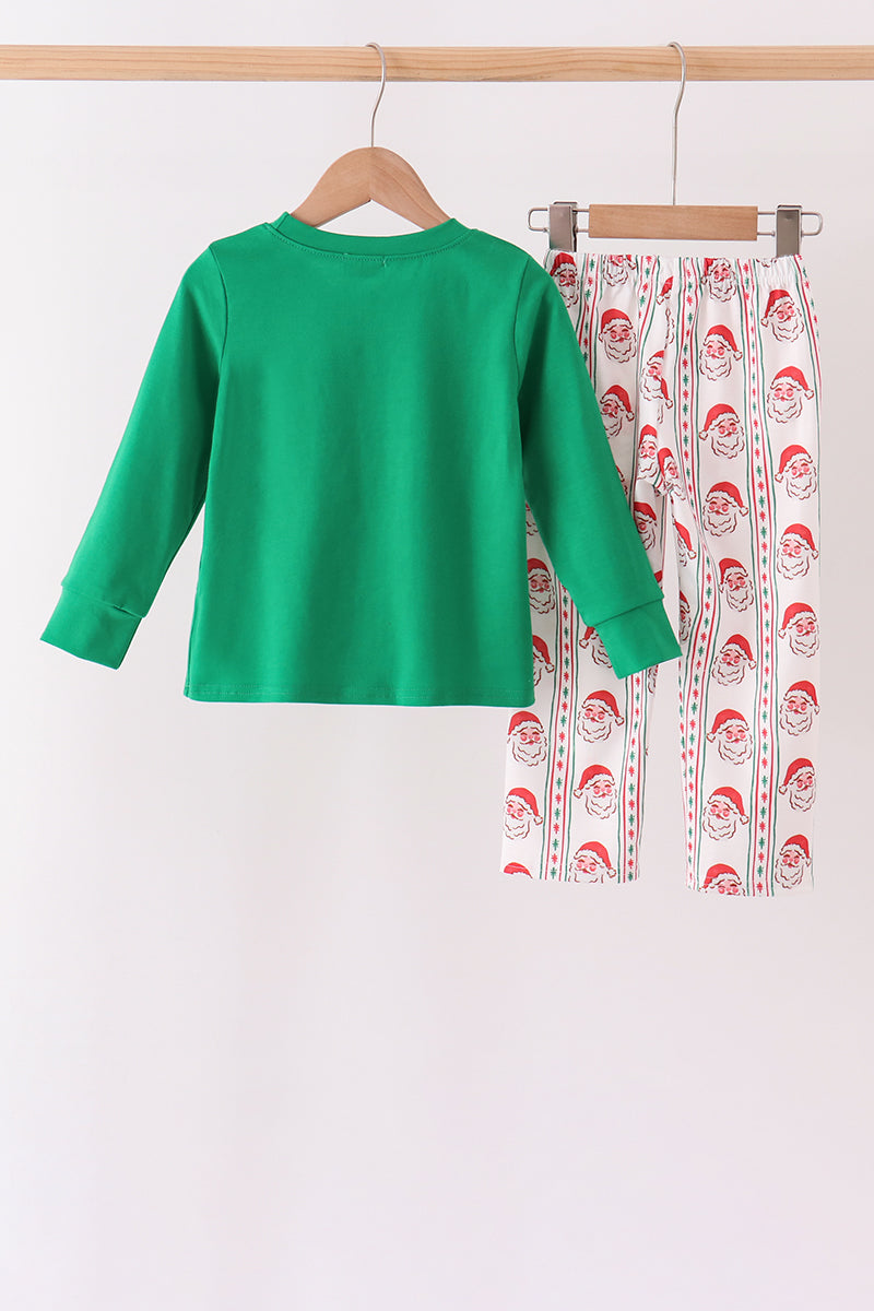 Green Santa Embroidery Pants Set