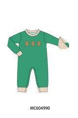 Green Gingerbread Embroidery Romper